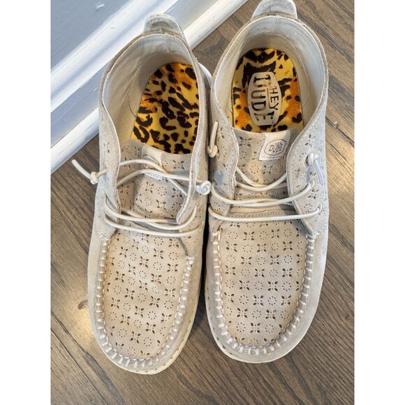 Hey Dude Womens Wendy Mid Suede Boho 40942-105 Ivory Ankle Chukka Boots Size 10 - Picture 2 of 12